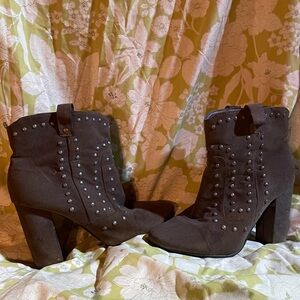 Studded Ankle Boots - Black